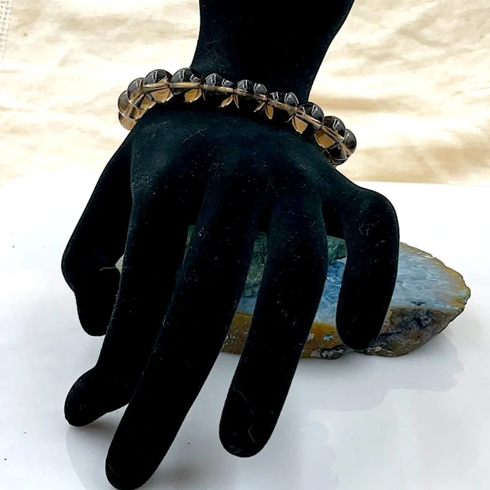 Vtg 7”Stretchable Smokey Quartz Bracelet (1988) - Picture 7 of 7